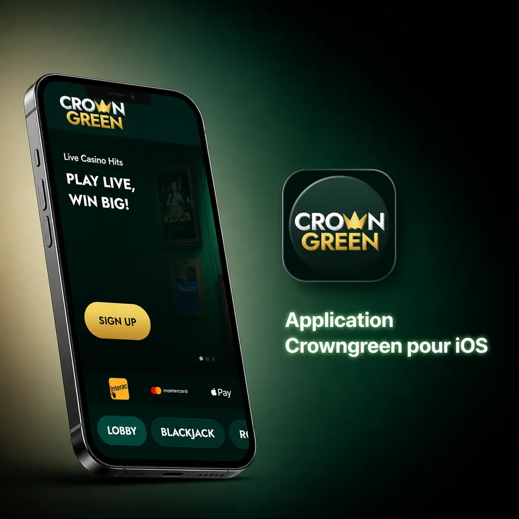 Application Crowngreen iOS sur iPhone et iPad pour paris sportifs et casino en ligne au Canada