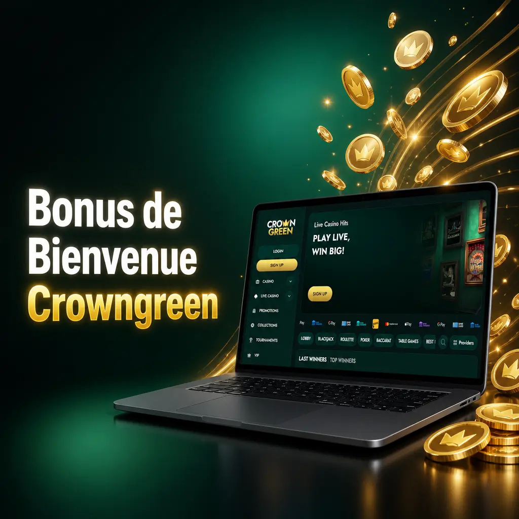 Bonus de bienvenue Crowngreen : 100% jusqu'à 1500 CAD + 100 tours gratuits pour nouveaux joueurs canadiens