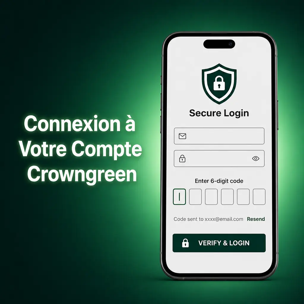 Connexion au compte Crowngreen pour accéder au casino, paris sportifs et gestion des bonus