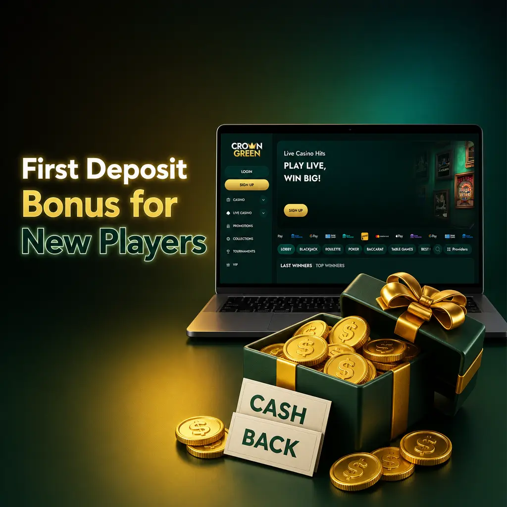 New Crowngreen Casino first deposit bonus: 100% match up to CAD 1,500 plus 100 free spins for Canadian players