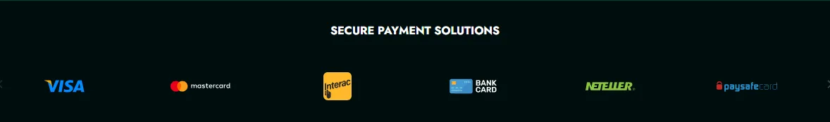 Payment methods at CrownGreen including Interac, Visa and Mastercard