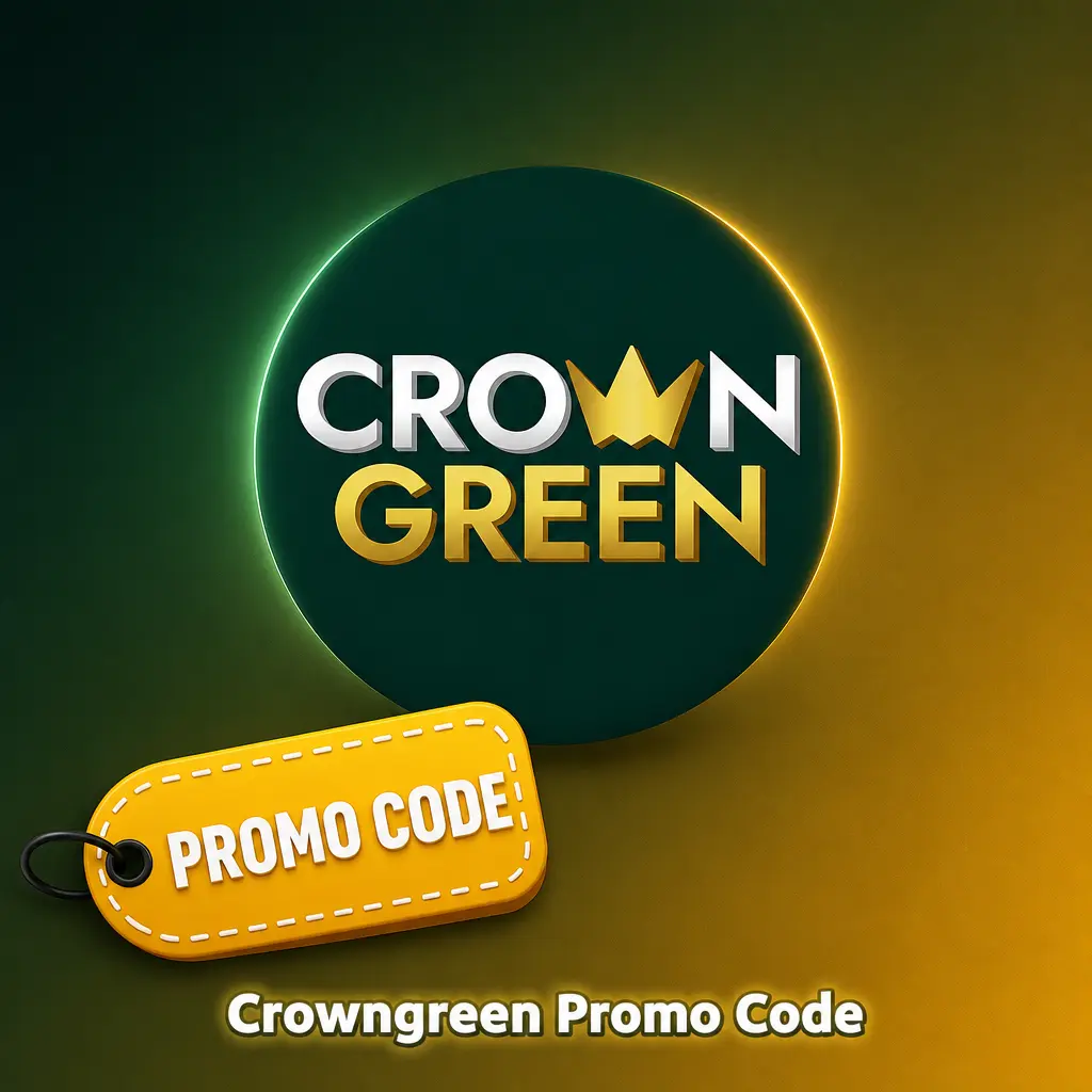 Crowngreen promo code entry field with bonus offers up to CAD 1,500 plus 100 free spins for Canadian players