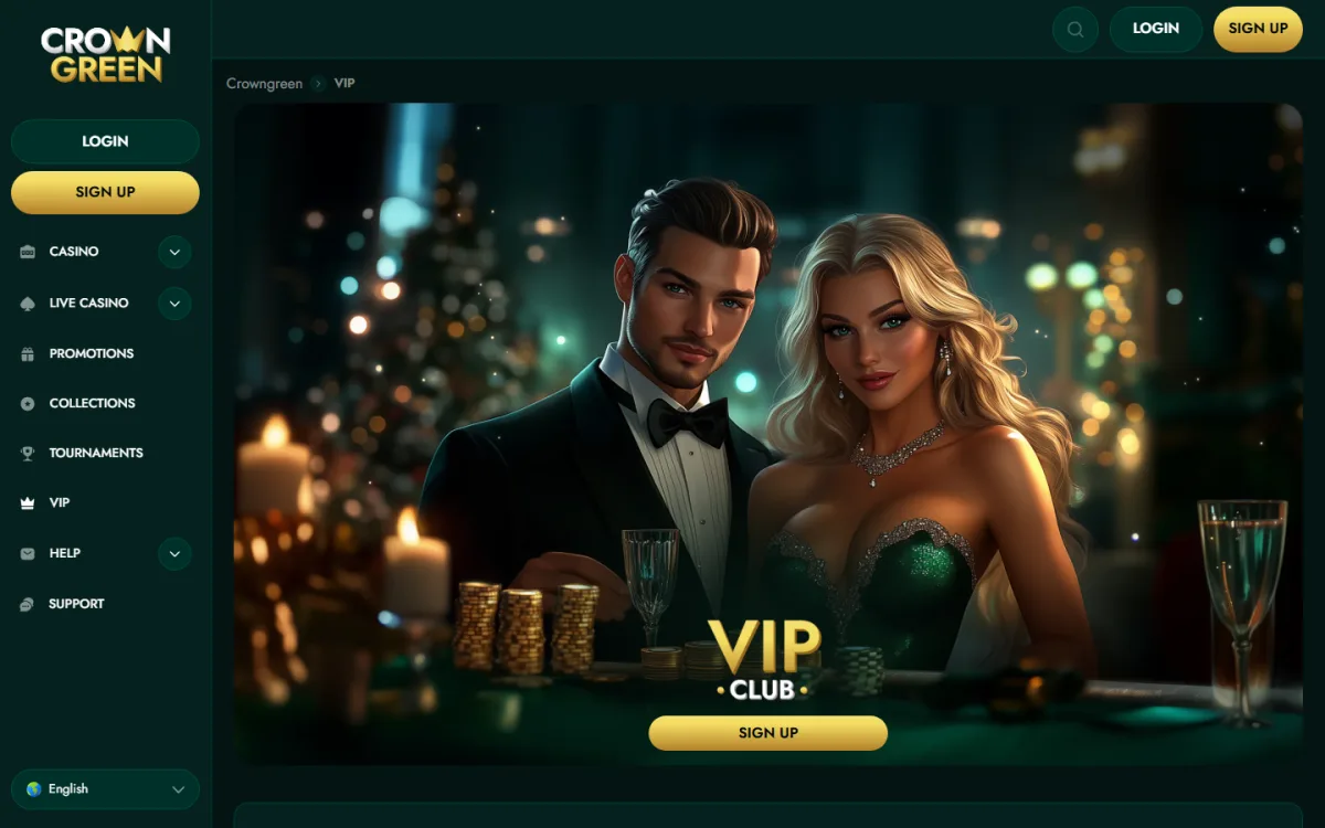 Page du club VIP de CrownGreen