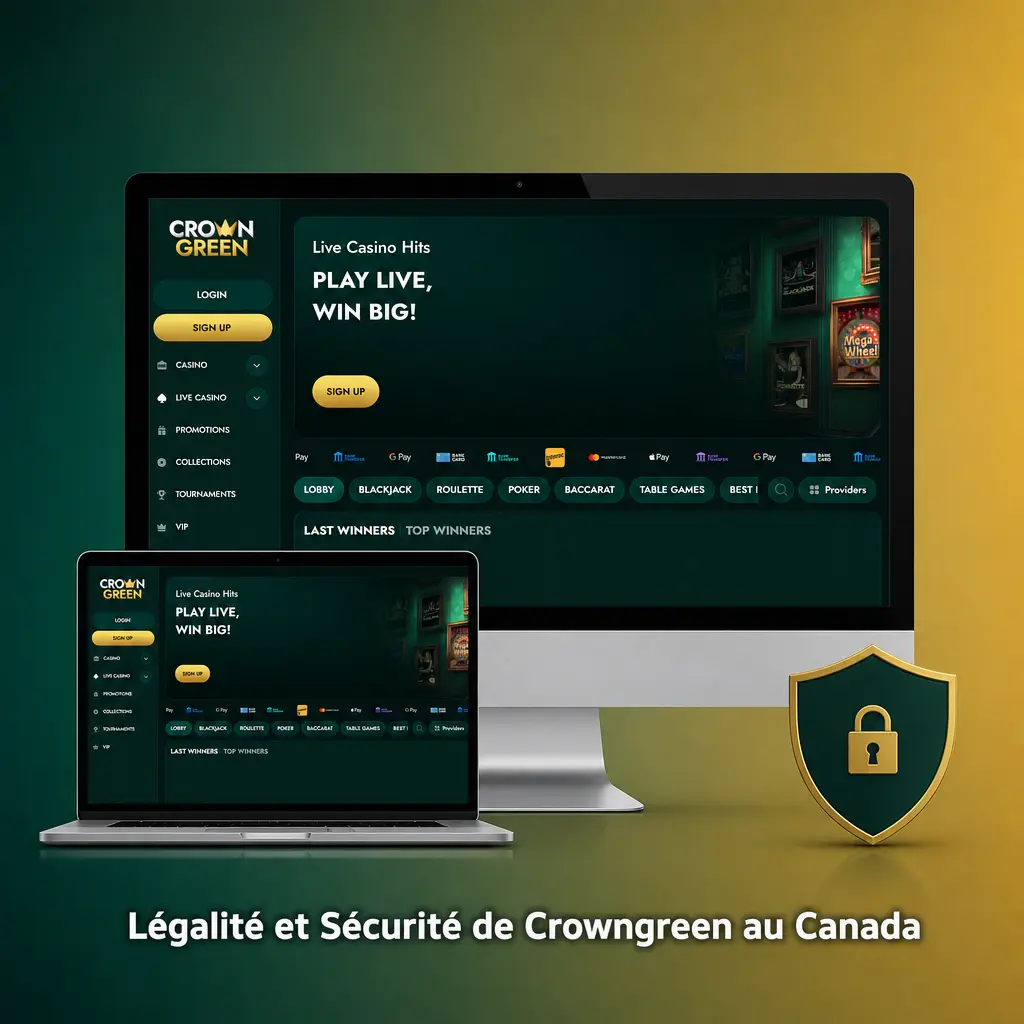 Licence Curaçao et sécurité SSL du casino en ligne Crowngreen pour joueurs canadiens