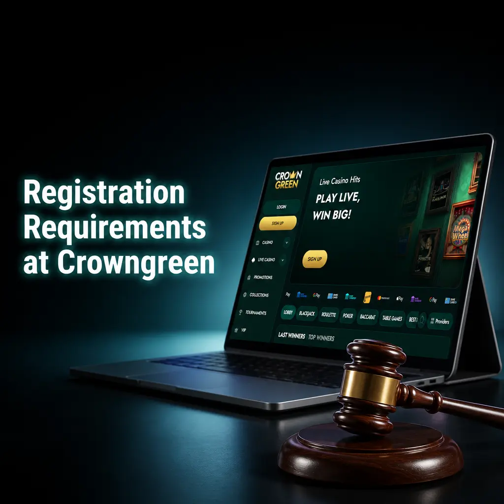 Crowngreen registration requirements showing eligibility criteria, age verification, and KYC document rules for Canadian players