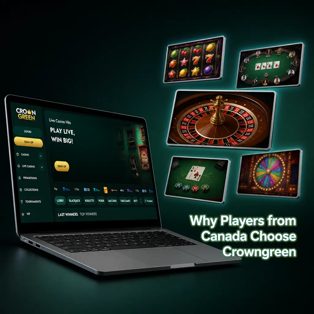 Canadian players choosing Crowngreen casino for CAD accounts, Interac payments, 5000+ games, and 100% welcome bonus up to CAD 1500